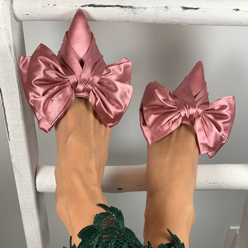 PINK kitten heel mules with the prettiest BOWS - Picture 2 of 5